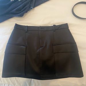 ZARA BLACK SATIN CARGO SKIRT